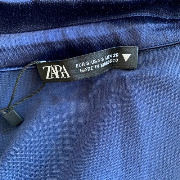ZARA blue jogger jacket Satin effect zipper lightweight tracksuit jacket size S - Picture 12 of 13